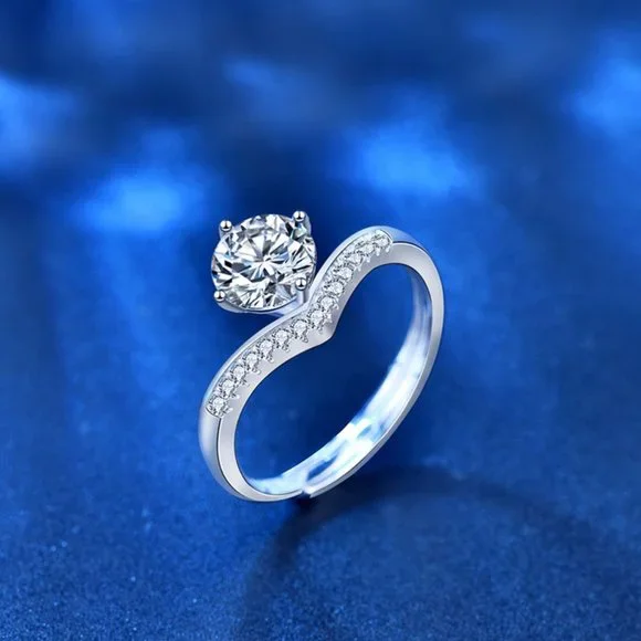 Certified 1ct. t.w. Moissanite Diamond Crown Wedding Engagement Ring NEW - Picture 7 of 13